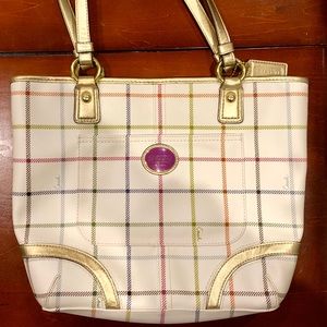 Authentic plaid Coach Medium sized shoulder purse